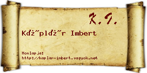 Káplár Imbert névjegykártya